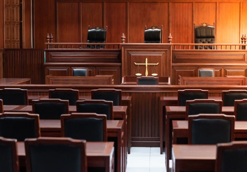 A courtroom where a case over Insurance Coverage litigation is taking place